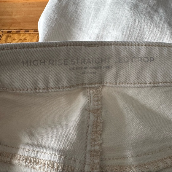 Chico’s High Rise Straight Leg Crop Cream Jeans Embroidered Tropical 3 16 XL - Picture 6 of 9